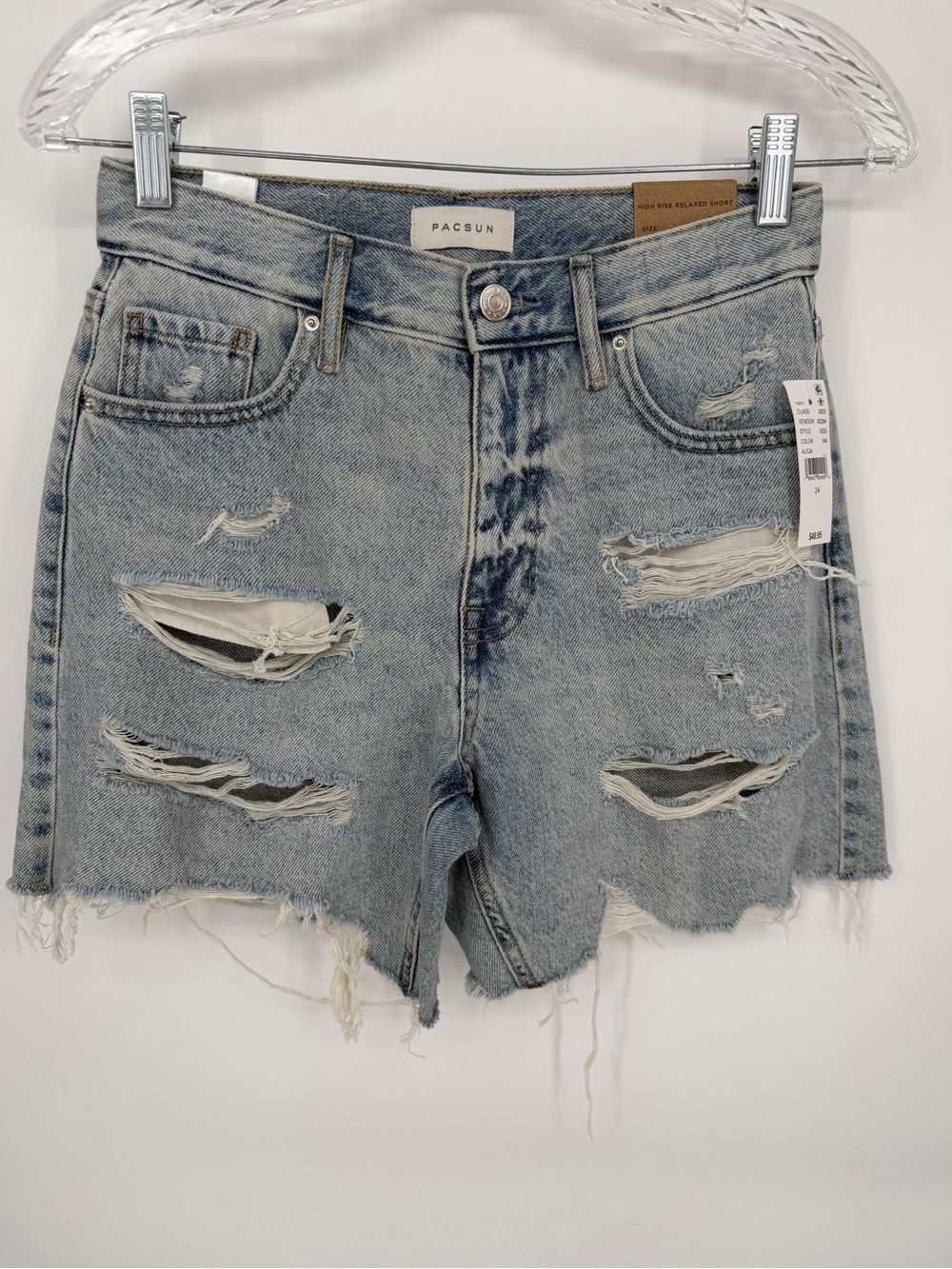 PacSun Light Blue Distressed High-Rise Jean Shorts
